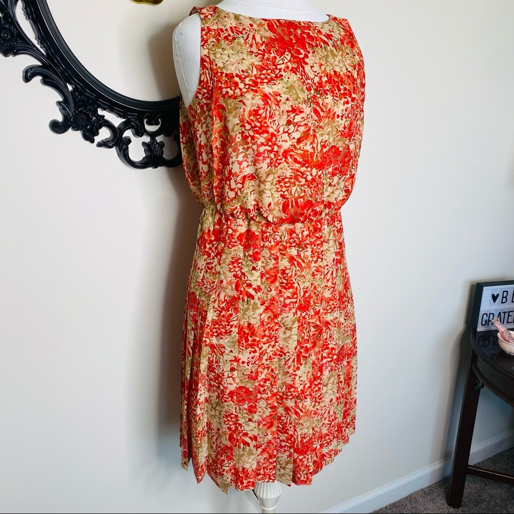 Lauren by Ralph Lauren Coral & Tan Floral Print Dress - Picture 2 of 6
